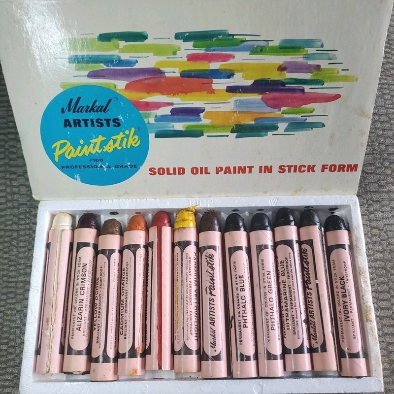 Vintage 1960s NEW Markal Artists Oil Paintstik Solid Oil Paint Sticks #100 Pro