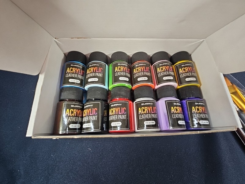 Acrylic Leather Paint (12 colors), Flexible & Durable Shoe Paint 6 brushes NIOB gallery