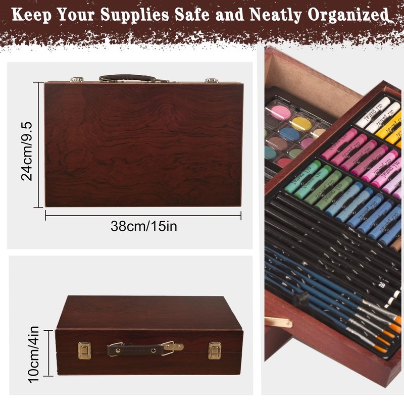 KINSPORY 168-Pack Art Supplies, Deluxe Wooden Set Crafts Drawing Beige gallery