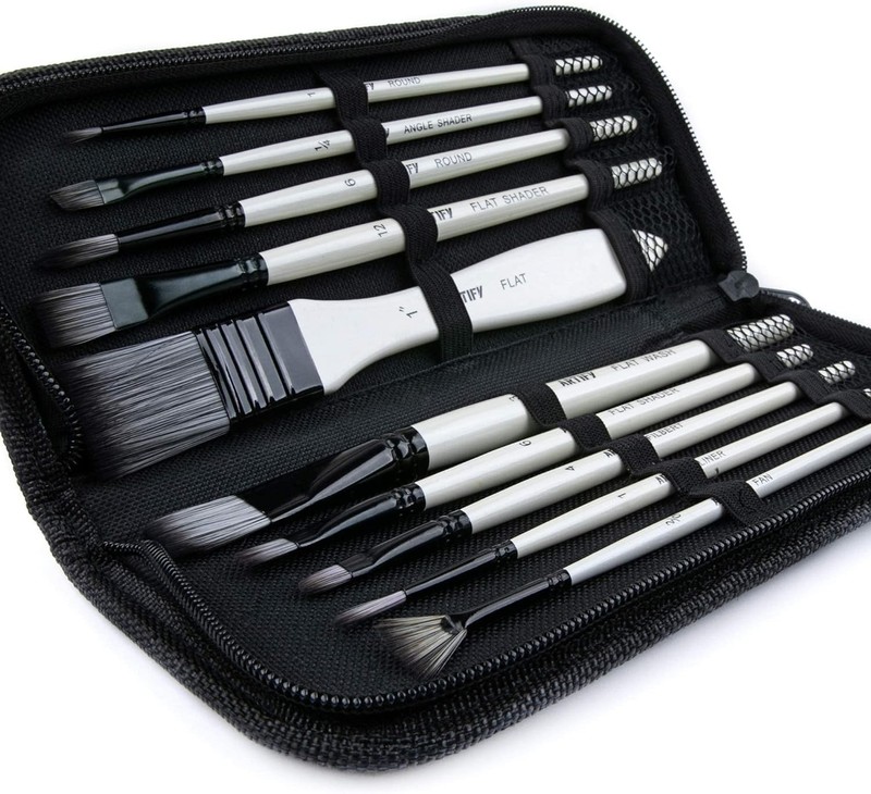 Artify Paint Brush Set 10 Pieces Paint Brushes For Acrylic Painting With Case Ny