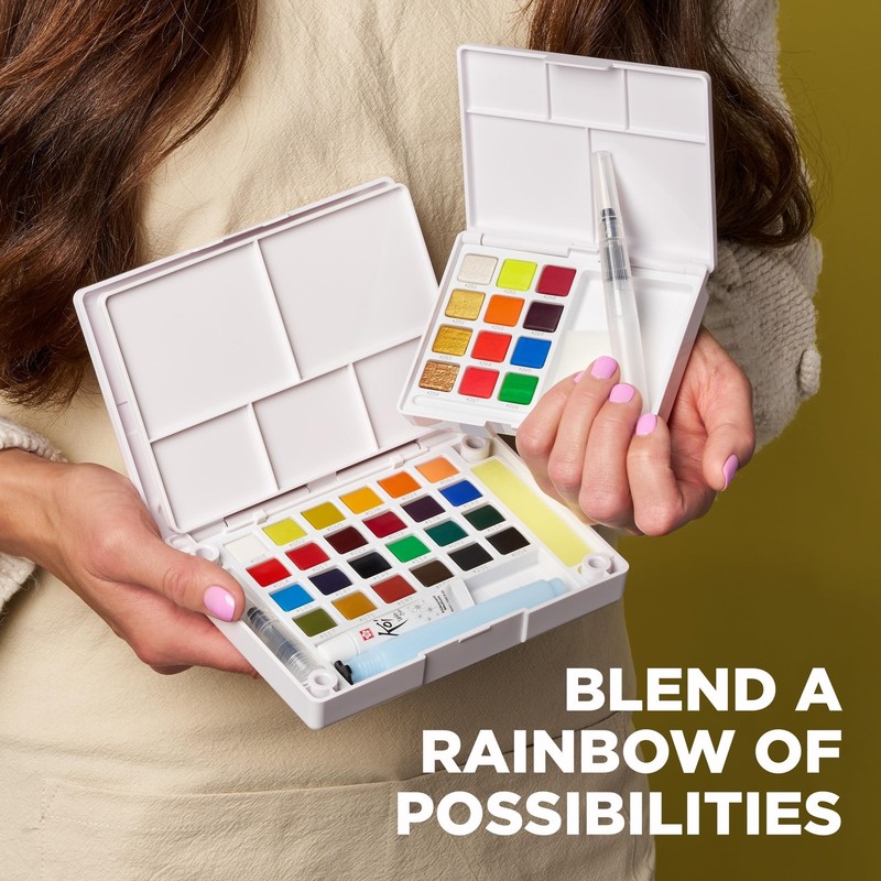 SAKURA Koi Field 30 Assorted Watercolors with Water Brush Sketch Set XNCW-30N gallery