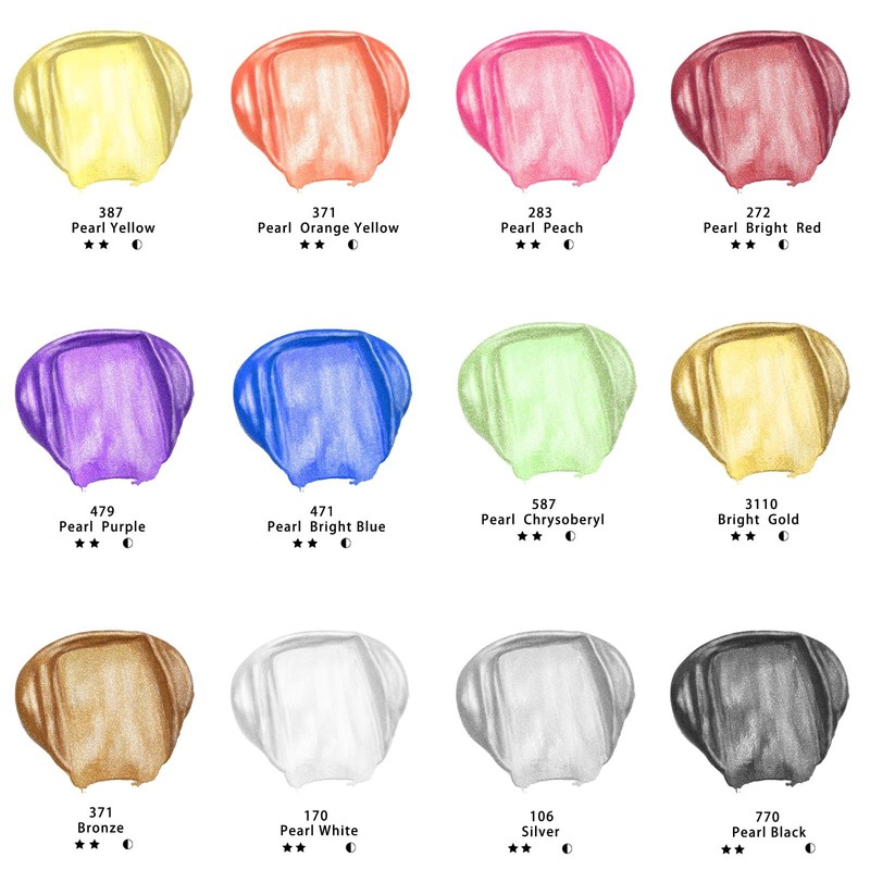 Acrylic Paint Set, 12 Metallic Colors Bottles (59Ml / 2Oz) Art Craft Paints for gallery
