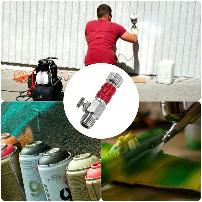 2Pcs 1/8 Air Brush Control Valve Quick Connect Adapter w/ Airflow Regulator Red gallery