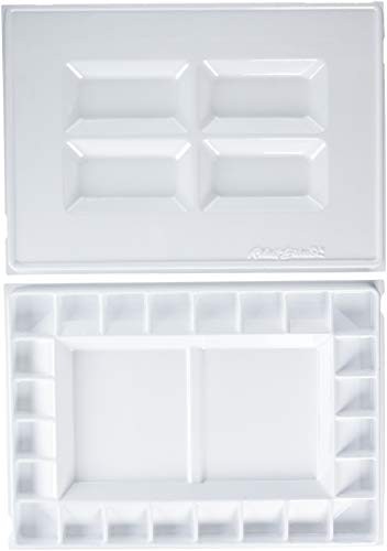 White Paint Palette Tray with 2 Large Mixing Areas and 24 Deep Wells
