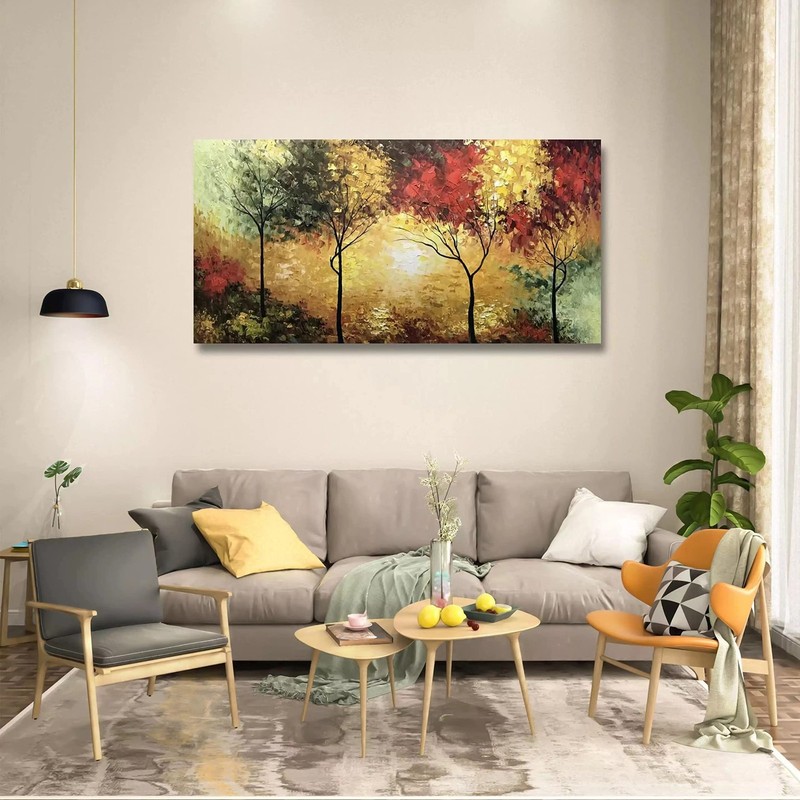 Tiancheng Art,24 X 48 Inch Modern Impressionism Tree Art Frame Oil Painting P... gallery