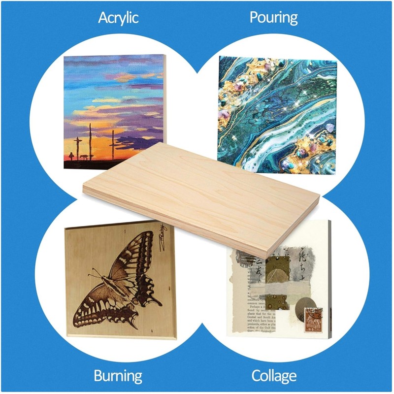 4 Pack 11×14” Birch Wood Canvas Panels Kit