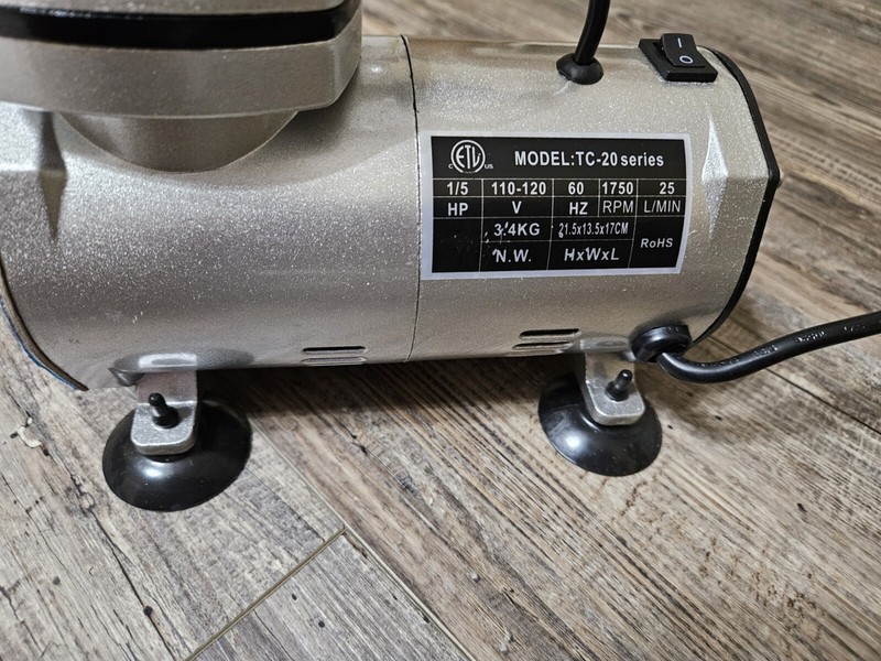 TC-20 Air Brush Compressor 1/5 Horsepower- Oil Free Piston With Air Brush &Cable