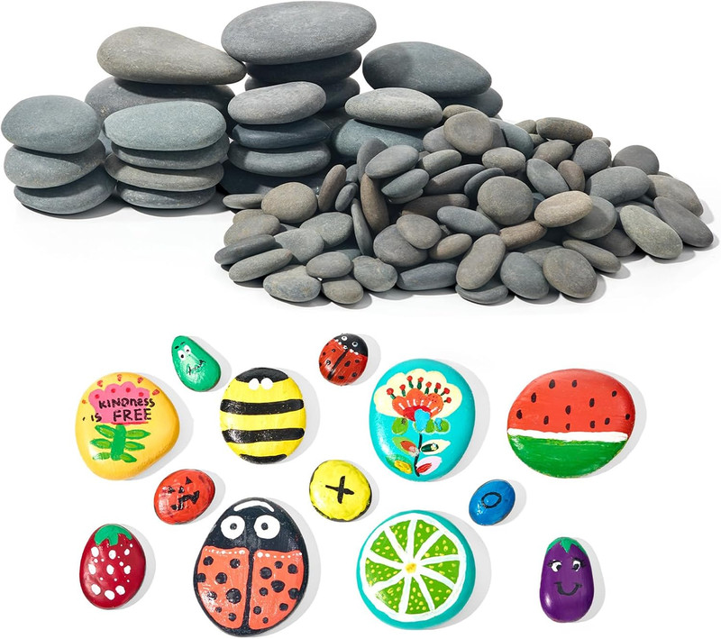 150 Pcs Small Painting Rocks for Craft, Natural River Rocks to Paint 125Pcs 0... gallery