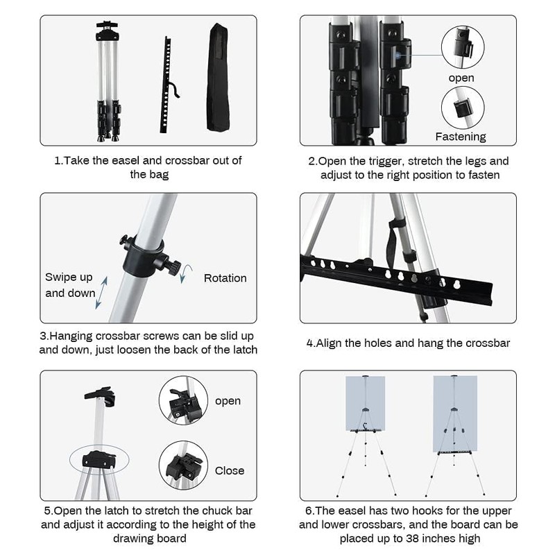 Art Easel Stand for Painting and Sign RRFTOK Aluminum 66 Inch Metal Tripod A... gallery
