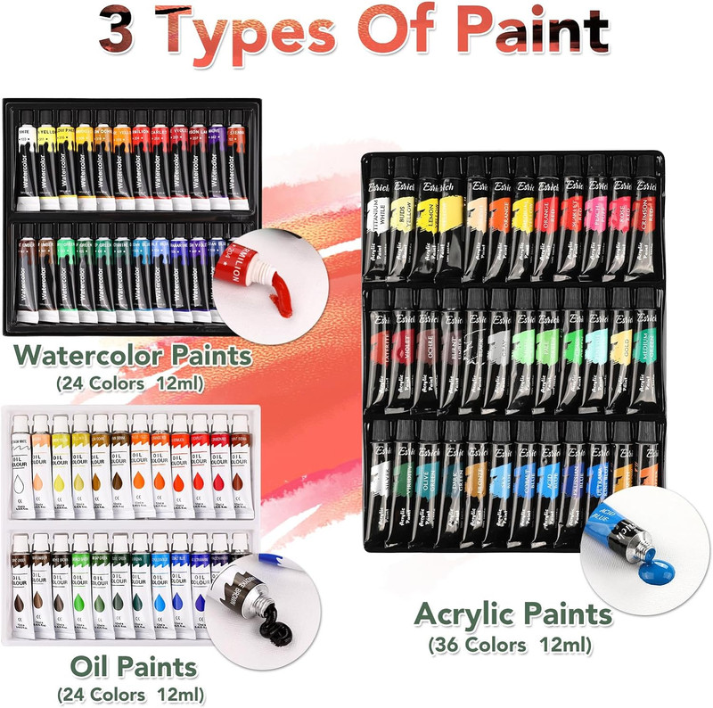 141PCS Deluxe Artist Painting Set, Painting Supplies with 84 Paint(Oil, Water...