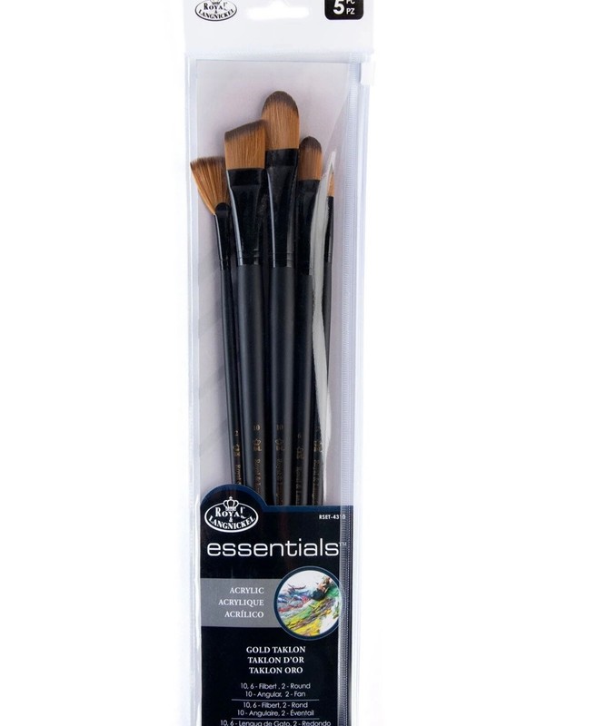 5 piece Long-Handle Paintbrush Set (Royal & Langnickel) Filbert/Angled/Round/Fan