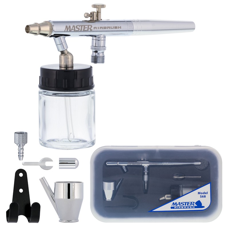 S68 Multi-Purpose DUAL-ACTION AIRBRUSH SET KIT Auto Paint Hobby Cake Tattoo Nail