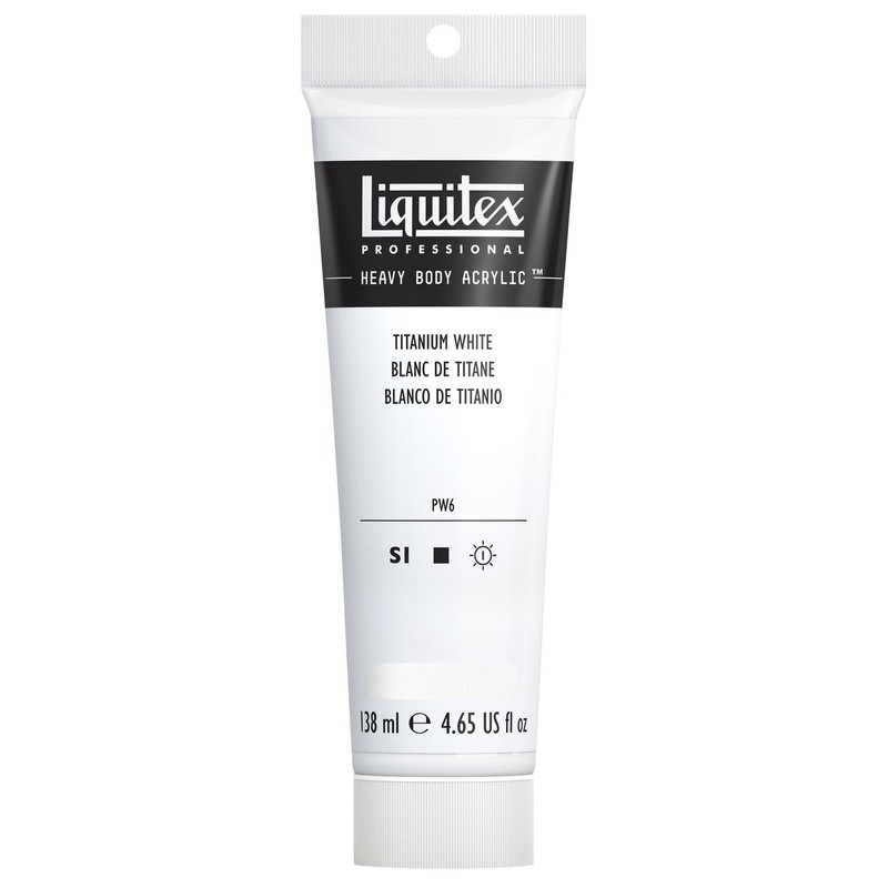 Professional Heavy Body Acrylic Paint, 4.65oz 138ml Tube, Titanium White