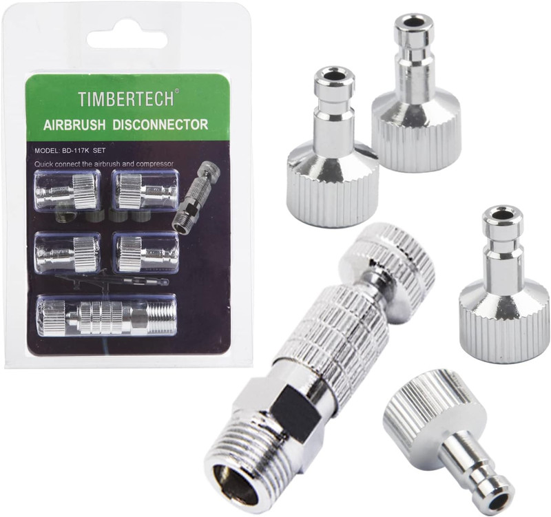 Airbrush Quick Release Disconnect with 4PCS G1/8″ Male Fittings and Female Hose
