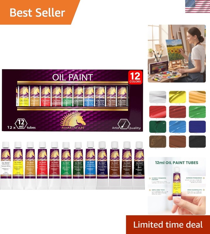 Professional 12 Color Oil Paint Set – 12ml Tubes of Vibrant Non-Toxic Paints
