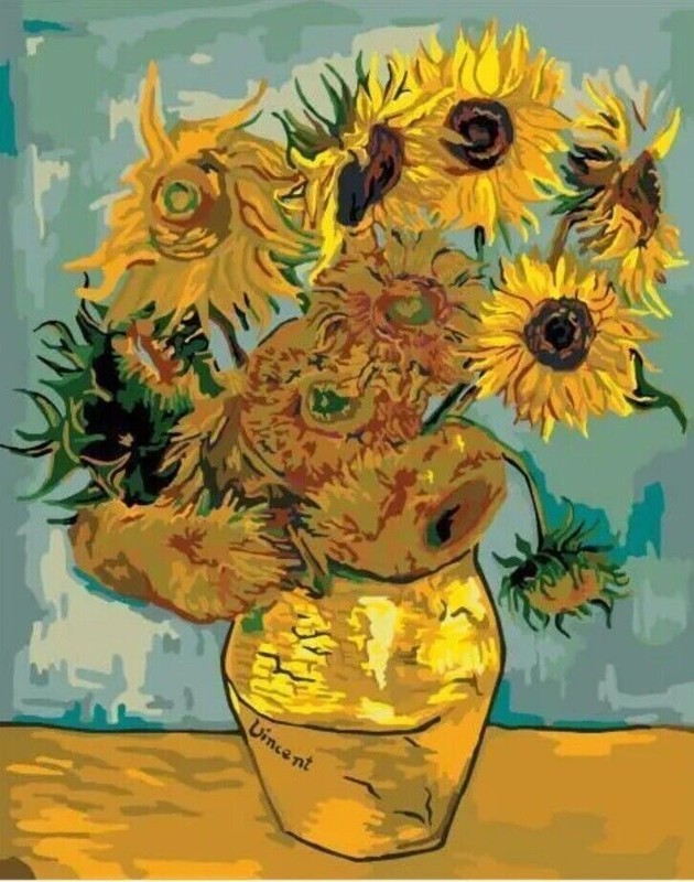 DIY Paint by Number Kit Acrylic Painting Home Decor - Sunflowers Van Gogh (#R24)