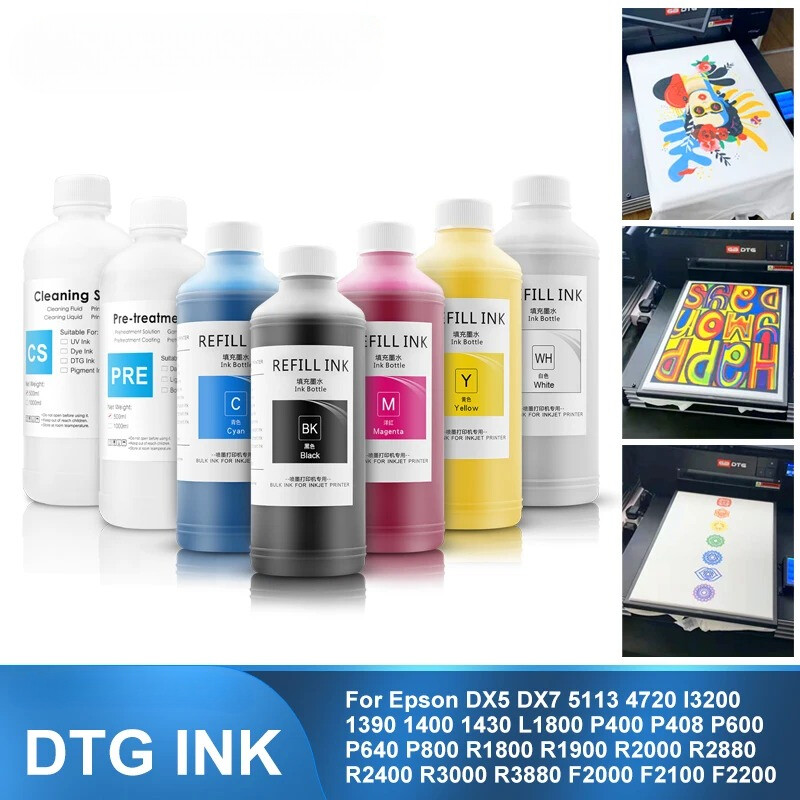 7x1000ml DTG Textile Ink for EPSON XP600 TX800 DX5 DX7 4720 i3200 Printhead