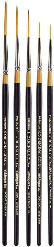 Premium 5 Pc. Original Gold 9050 Series Script Liner Artist Brush Set, Synthetic