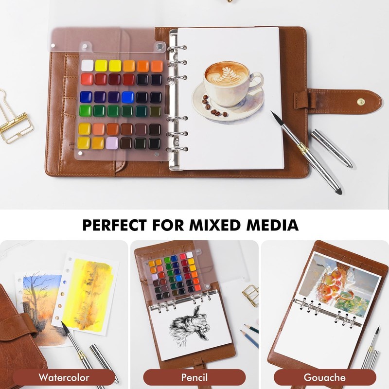 Portable Watercolor Sketchbook Set – Refillable 36-Color Travel Paint Kit & 1... gallery