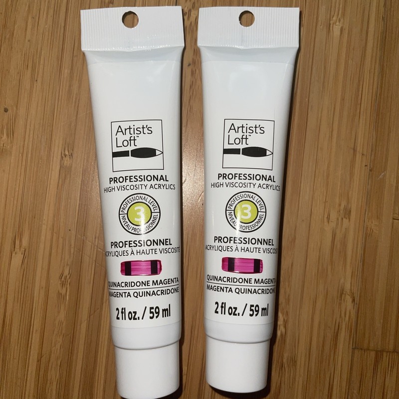 2x High Viscosity Acrylic Paint Professional Level 3 Artist’s Loft Magenta NEW