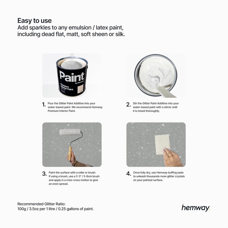 Hemway | Glitter Paint Additive 110g/3.5oz Acrylic Latex Emulsion Water Based... gallery