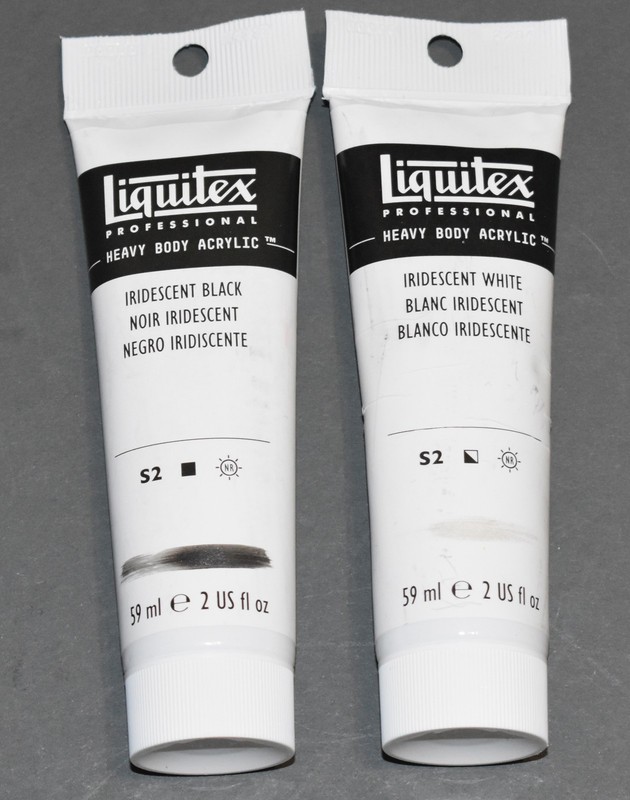 Lot of 2 – Liquitex Heavy Body Acrylic-Iridescent Black and Iridescent White