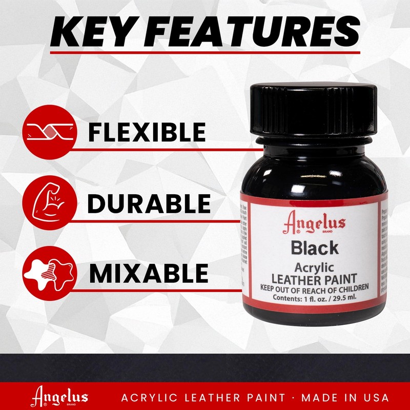 Acrylic Leather Paint - Black & White Duo 1oz Each - Durable, Waterproof, Fle... gallery