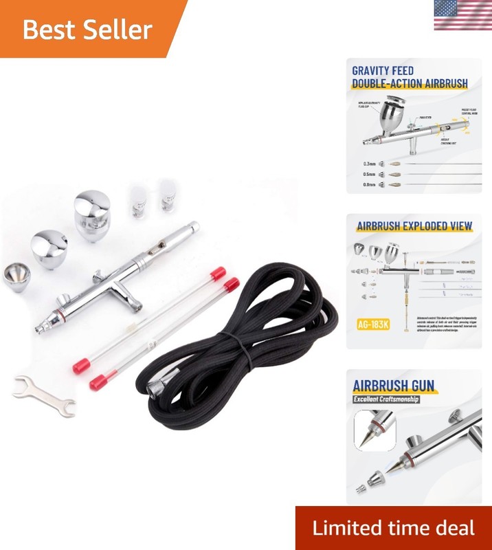 Timbertech AG-183K Dual-Action Airbrush Set for Precision Art & Cake Decorating