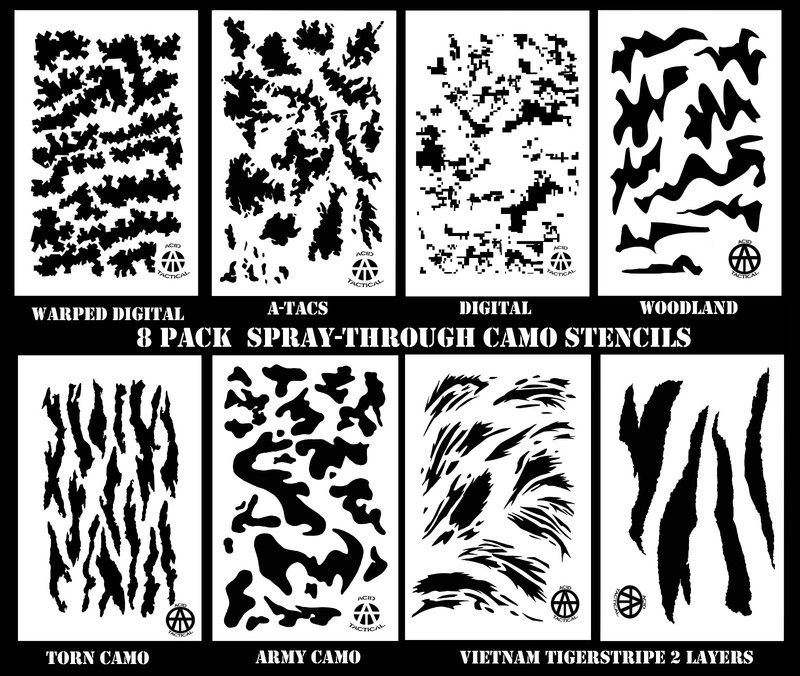 14″ Mylar Paint Camouflage Stencils 10mil DIY Hunting Rifle gunCamo Combo 8 PACK