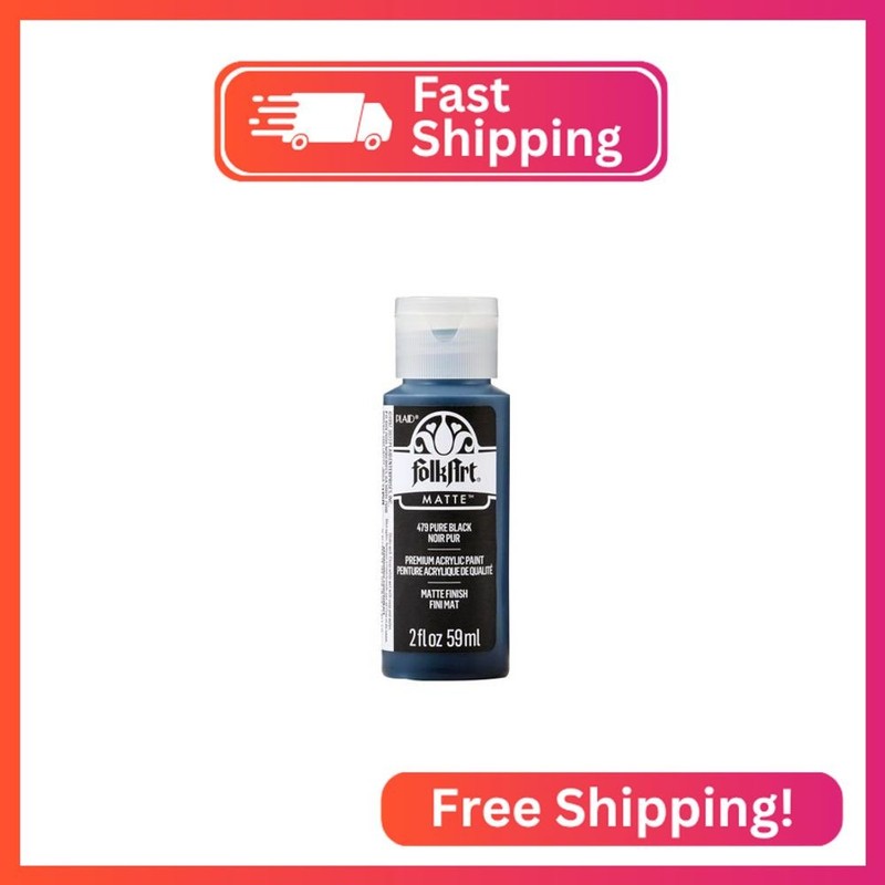FolkArt Acrylic Paint in Assorted Colors (2 fl oz), 479, Pure Black