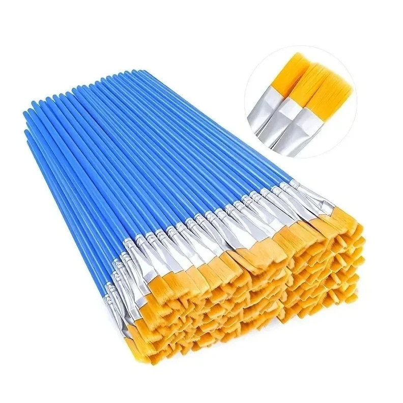 50pcs Nylon Hair Painting Brushes Set for Oil, Acrylic & Watercolor – NEW