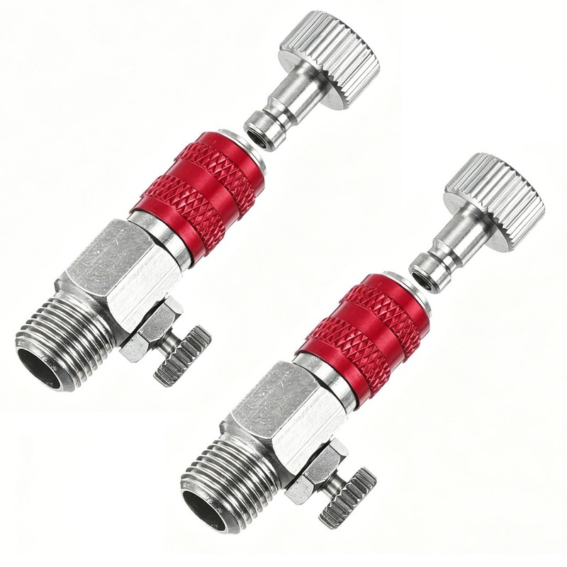 2Pcs 1/8 Air Brush Control Valve Quick Connect Adapter w/ Airflow Regulator Red gallery