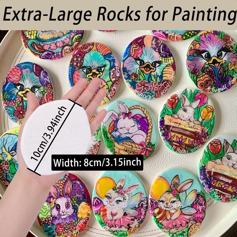 12 Pieces Rocks for Painting, 3-4 Inch Painting Rocks, DIY Painting Stones, S... gallery
