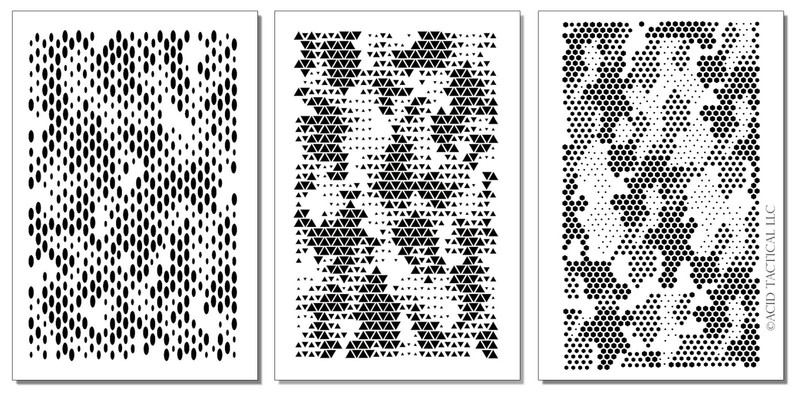 Mylar Camo Stencils Camouflage Gun Paint Cerakote HexTac EllipTAC TriTAC 3 Pack