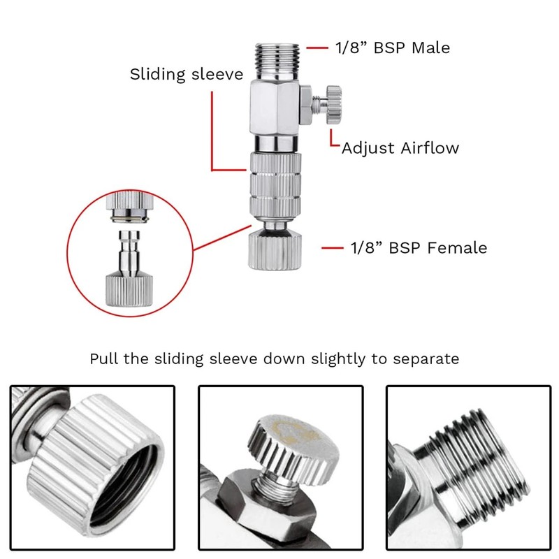 14pcs Airbrush Adapter Kit with Quick Release Coupler, Universal 1/8" & 1/4" ... gallery