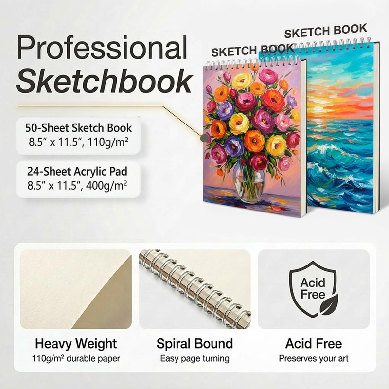175 Piece Deluxe Art Set with 2 Drawing Pads, 1 Count (Pack of 1), Purple gallery