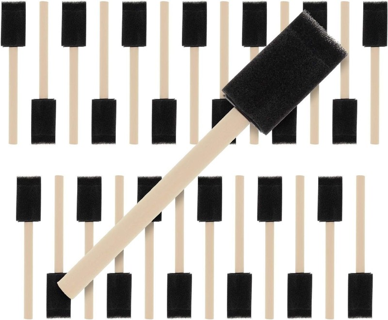 1 inch Foam Sponge Wood Handle Paint Brush Set (Value Pack of 25) – Lightweight,