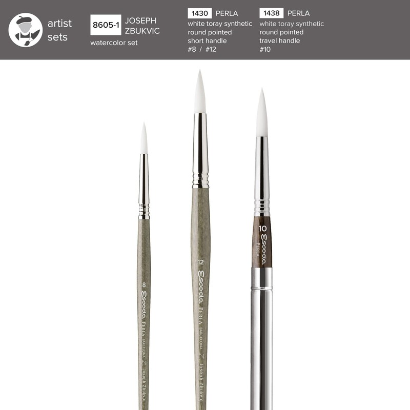 | Watercolour | Artist Set Joseph Zbukvic 1 | Size 8,10,12 | 3 Brushes | Synt... gallery