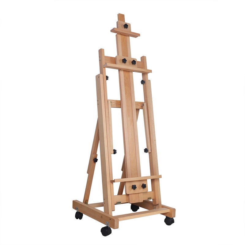 High Quality Large Artist Painters Red Beech Wood Easel Floor Stand W/Caster 91" gallery