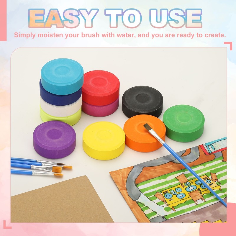 12 Piece Washable Tempera, 2.3"x0.7" Large Tempera Pads, Black gallery