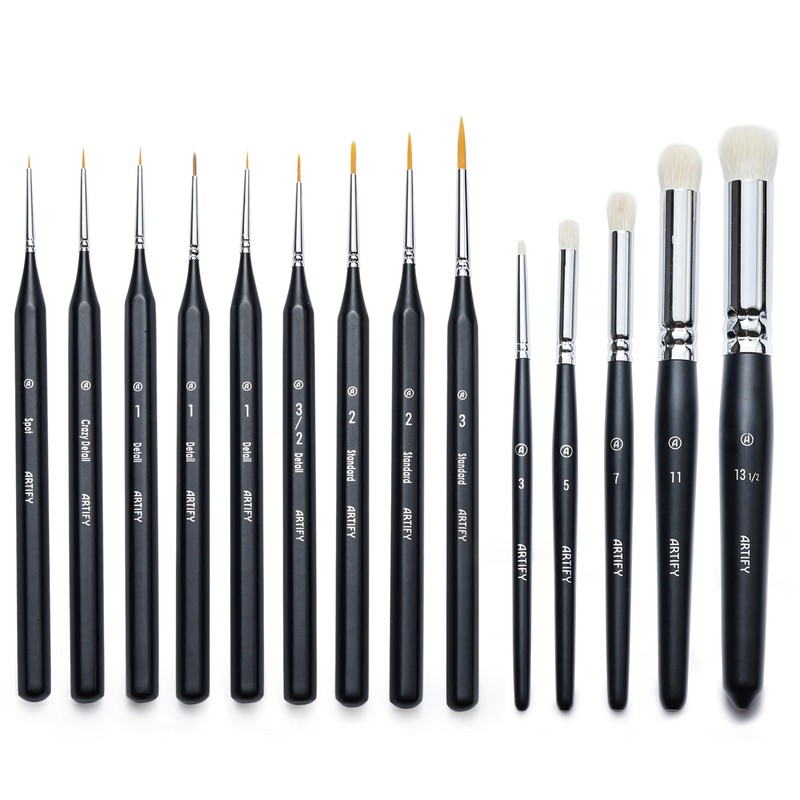 ARTIFY Miniature Drybrush Paint Brush Set 14-Piece Round Small Detail Model P…