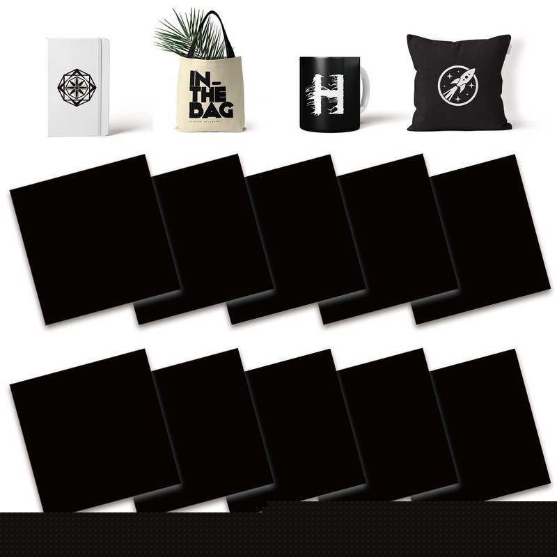 Black Transfer Sheets, 10 Pcs 12″x 12″ Solid Plain Color Pre-Printed Sublimat…