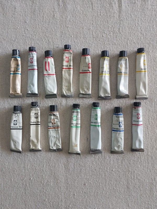 Lot 15 Vintage Grumbacher Academy Watercolor Tubes .25oz