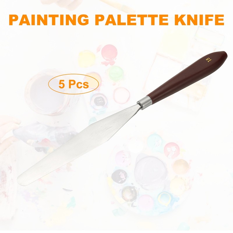 5pcs Painting Palette Knife 5.39 x 0.91 Inch Stainless Steel with Plastic Handle gallery