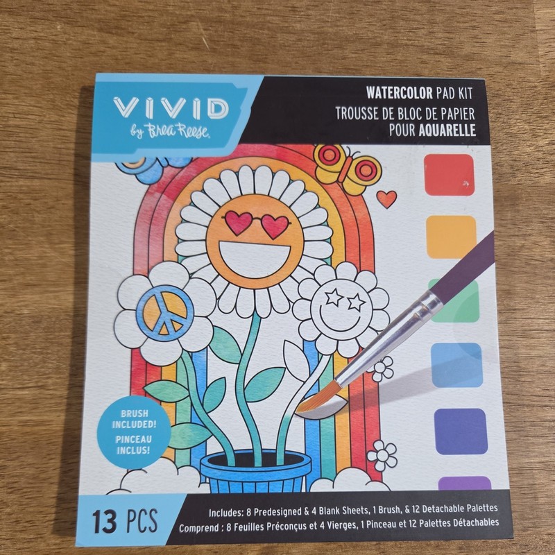 Vivid by Brea Reese: Watercolor Pad Kit - Rainbow - 8 Retro Groovy Themed Design