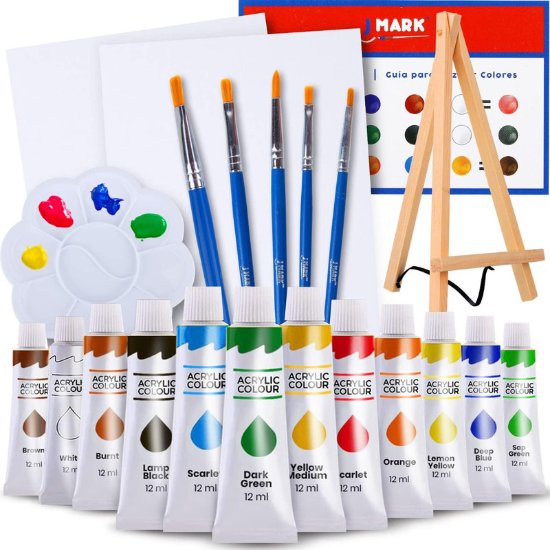 Canvas and Painting Set Kit 8×10″ Canvases Brushes Palette and More for Adults