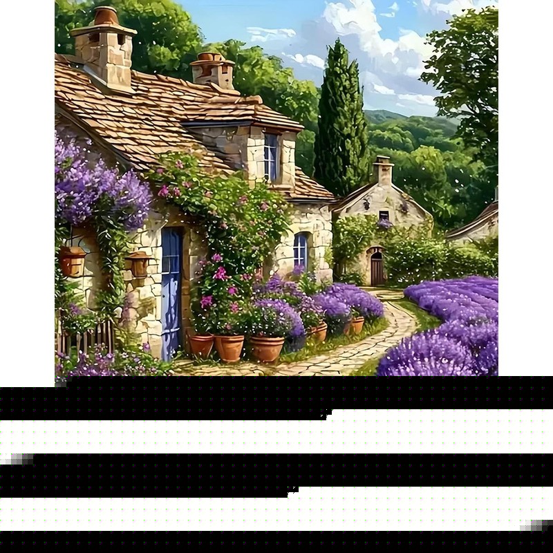 Landscape Paint by Numbers for Adults – House Paint by Number on Canvas Without