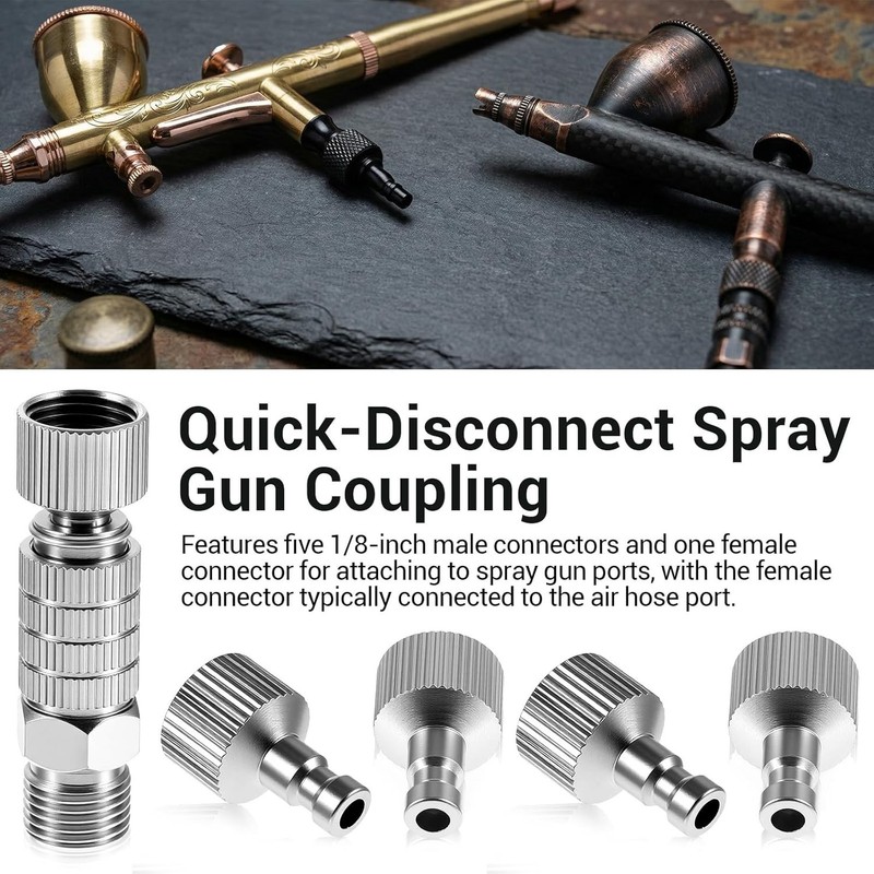 Airbrush Quick Disconnect Coupler Release Fitting Adapter Kit with 5 pcs 1/8" gallery