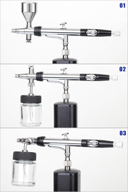 Airbrush Pen with Rotatable Air Brush Head,Gravity and Both Side Siphon Feeding gallery