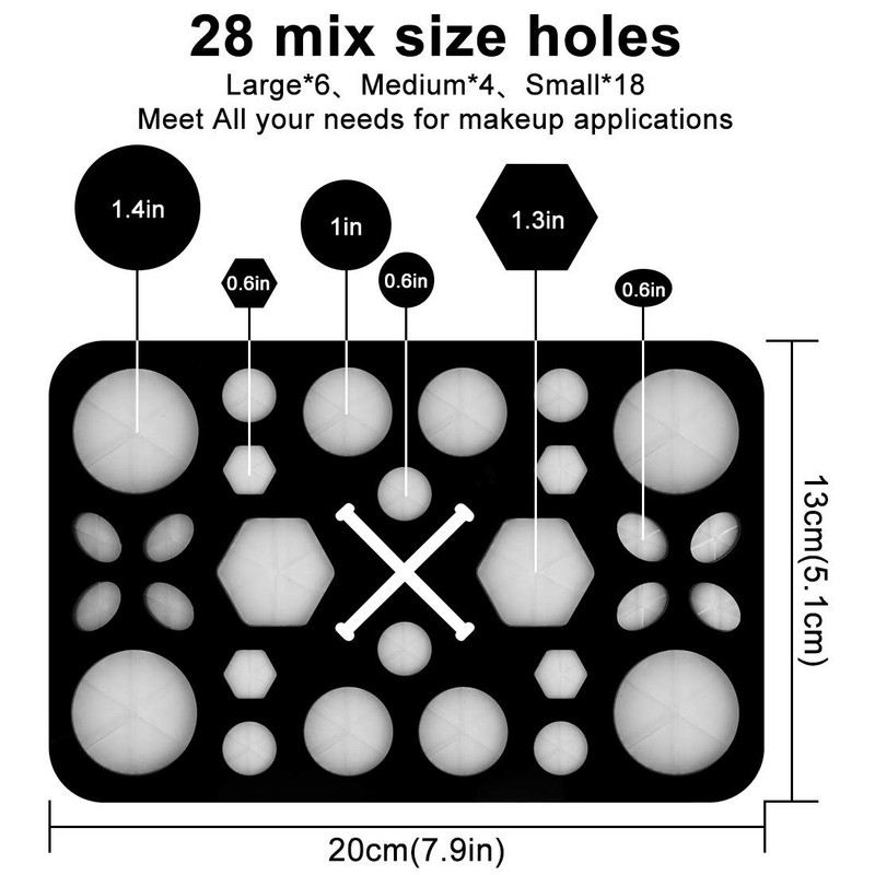 28 Hole Makeup Brush Drying Rack Silicone Mat Collapsible Holder Dryer Stand gallery